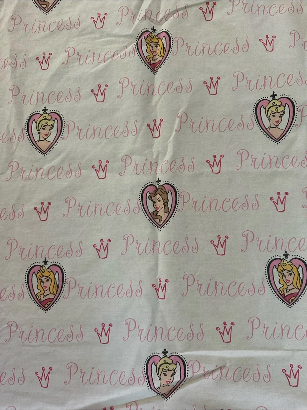 Disney Princess Print Pink White Bedding Set - Fitted & Flat Sheet